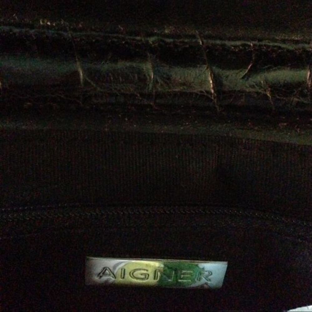 Black Aigner purse with silver chain handle. - Picture 2 of 2